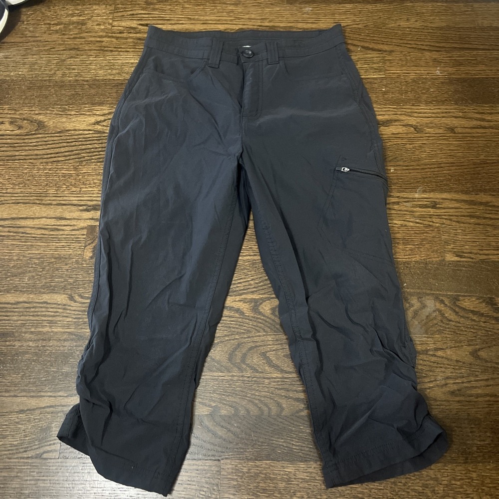 Eddie Bauer Cropped Hiking Pants Womens Size 6 Ruched Legs Dark Gray